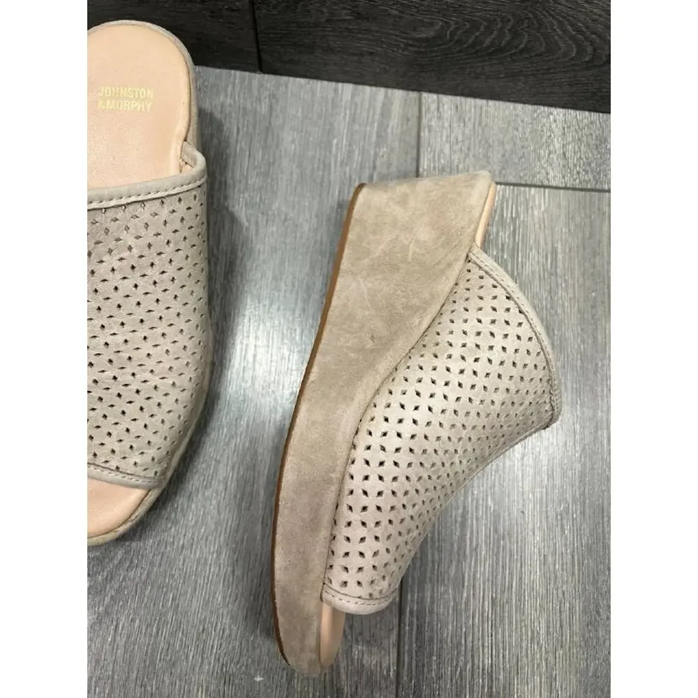 Johnson & Murphy cream perforated wedge slides Cream 8.5 Medium S000102 - Picture 11 of 11